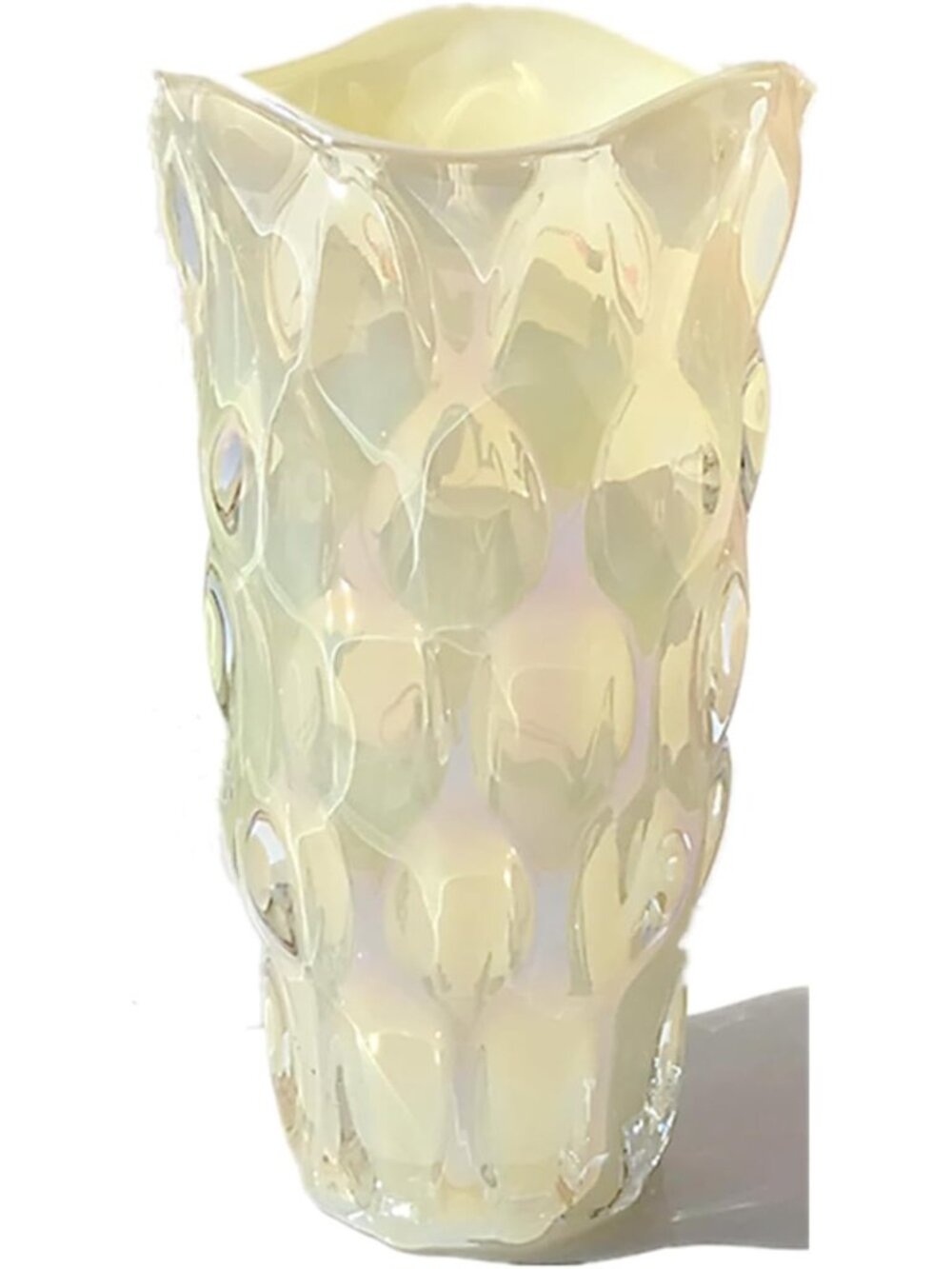 9.5 Inch Sparkle Cream Heavy Glass Flower Vase Bohemian Style Perfect Home Deco